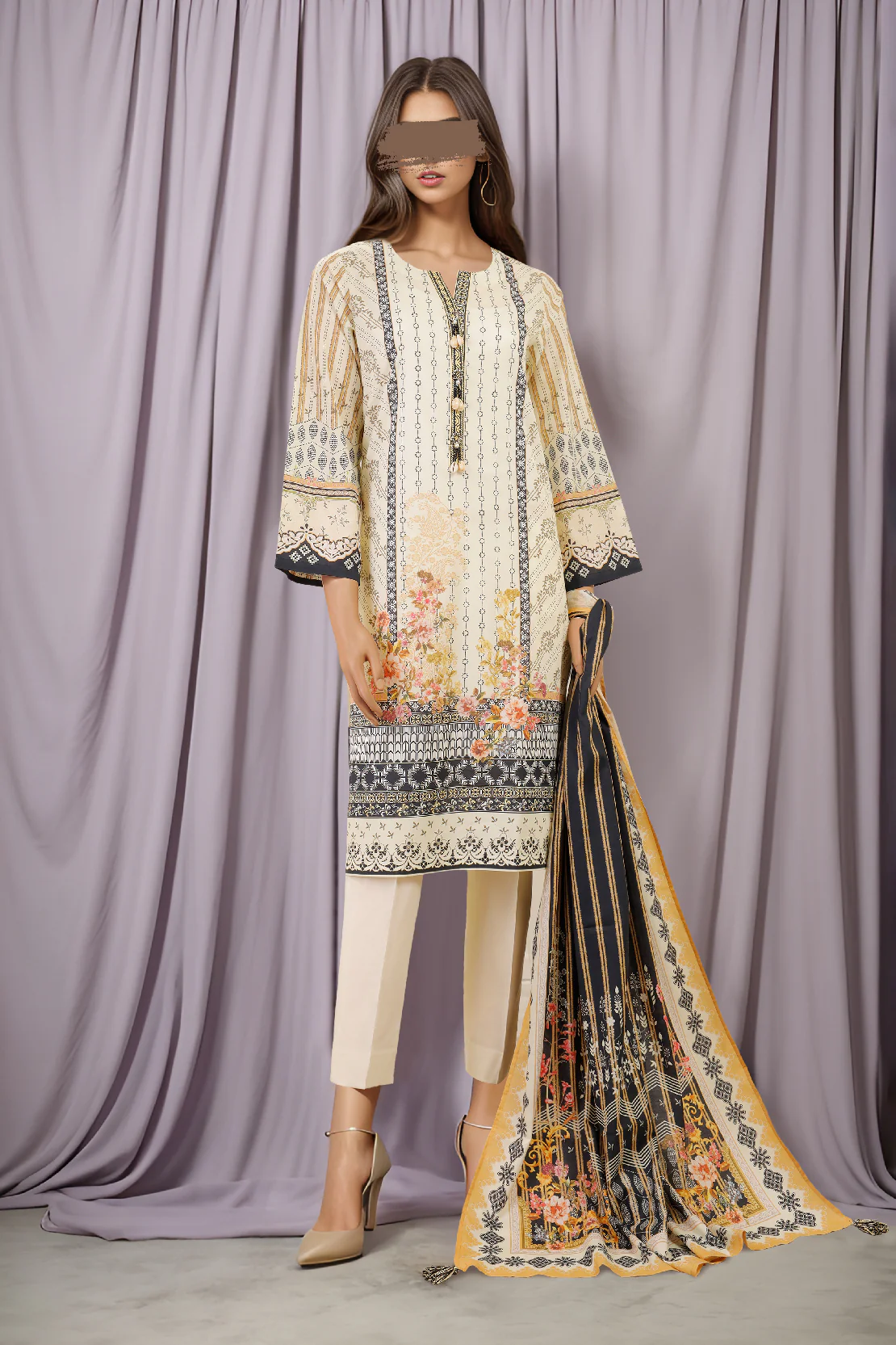 Unstitched Printed Lawn 3 Piece
