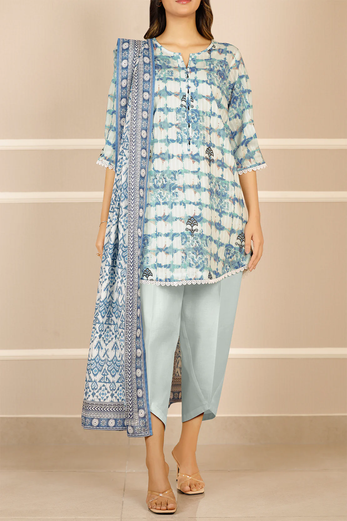 Unstitched Printed Lawn 3 Piece