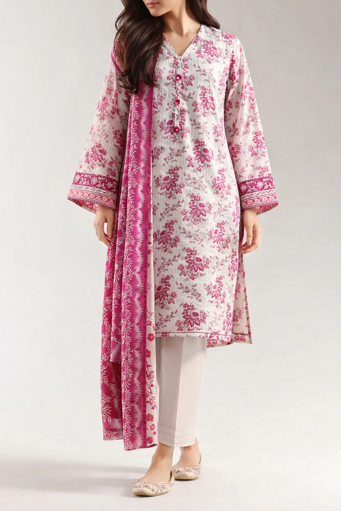 Unstitched Printed Lawn 3 Piece