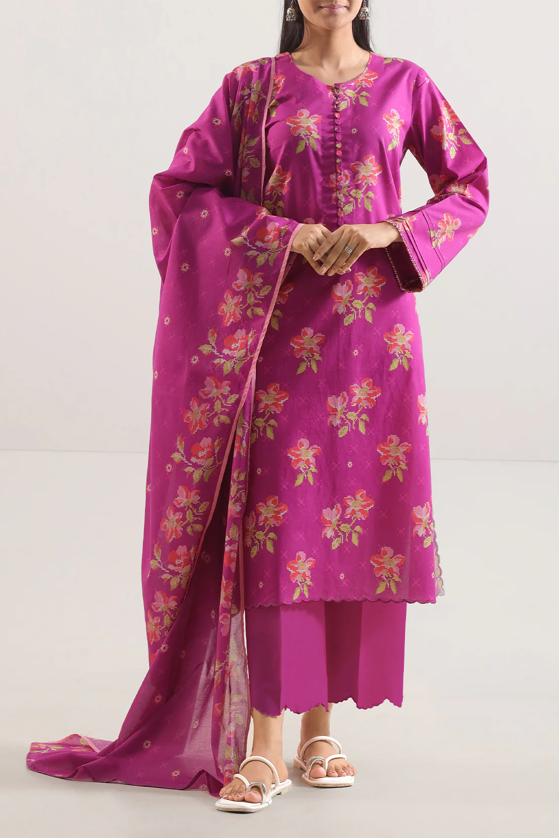 Unstitched Printed Lawn 3 Piece