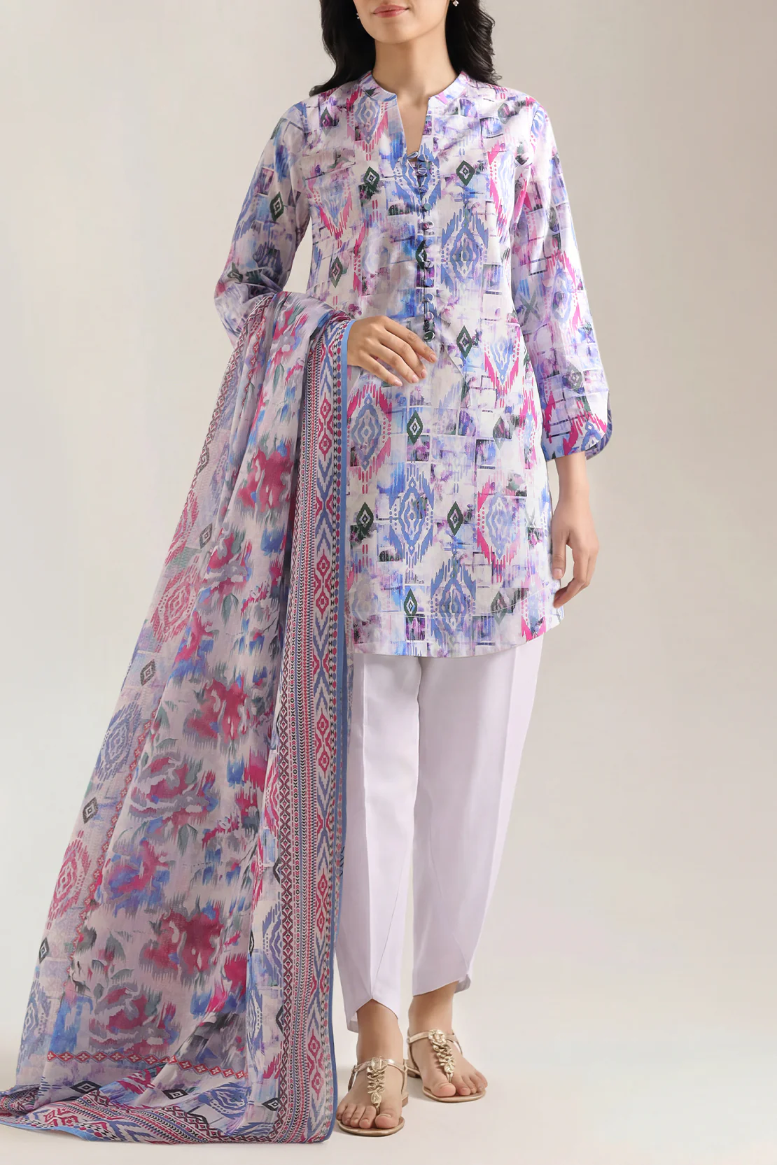 Unstitched Printed Lawn 3 Piece