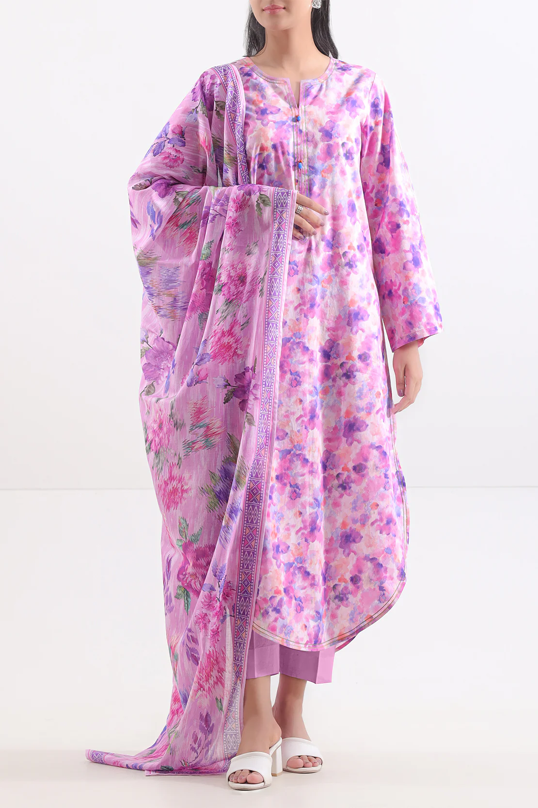 Unstitched Printed Lawn 3 Piece