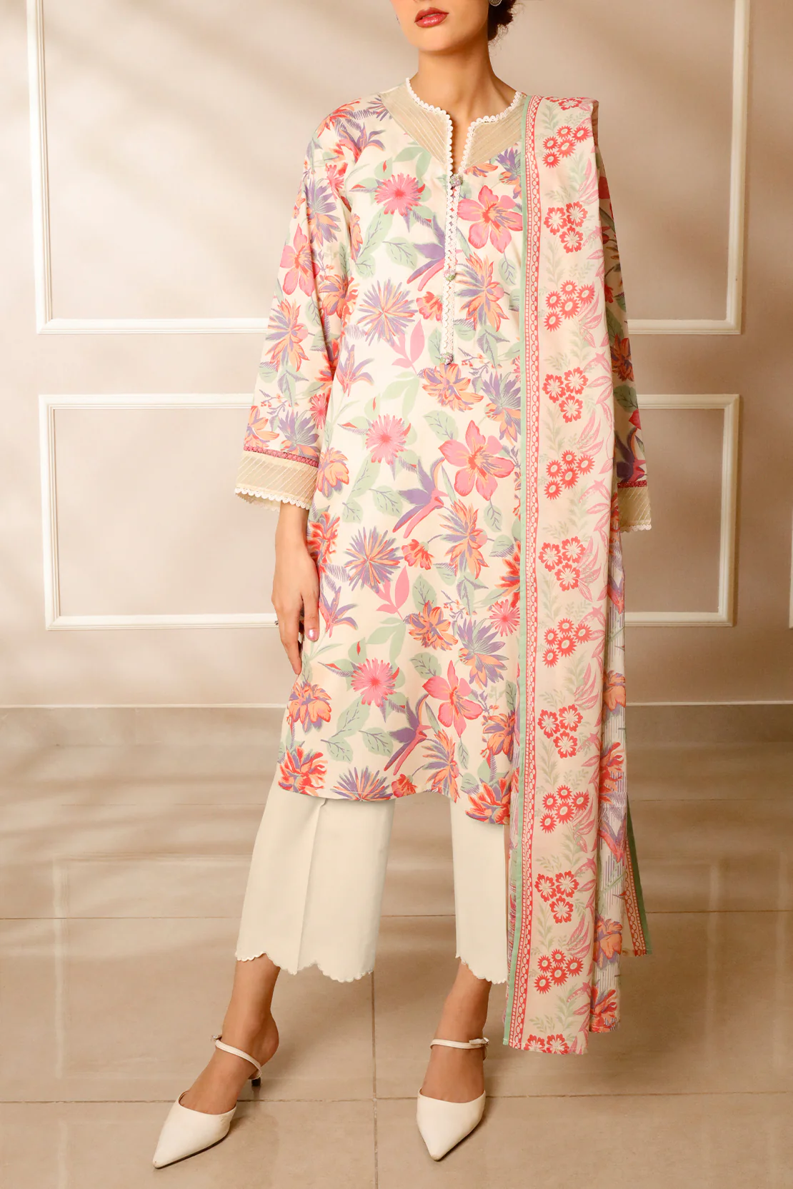 Unstitched Printed Lawn 3 Piece