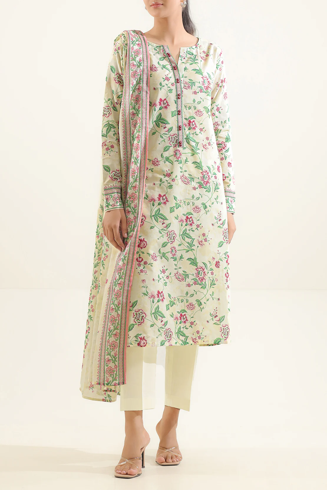 Unstitched Printed Lawn 3 Piece