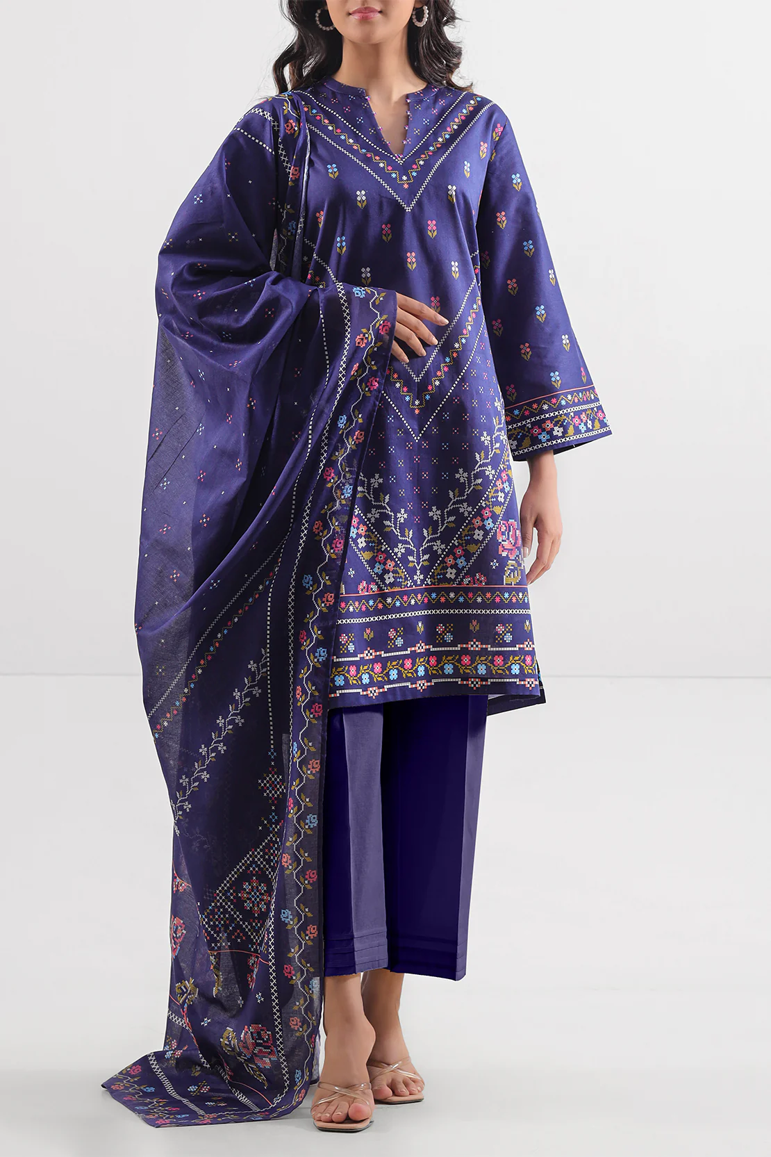 Unstitched Printed Lawn 3 Piece