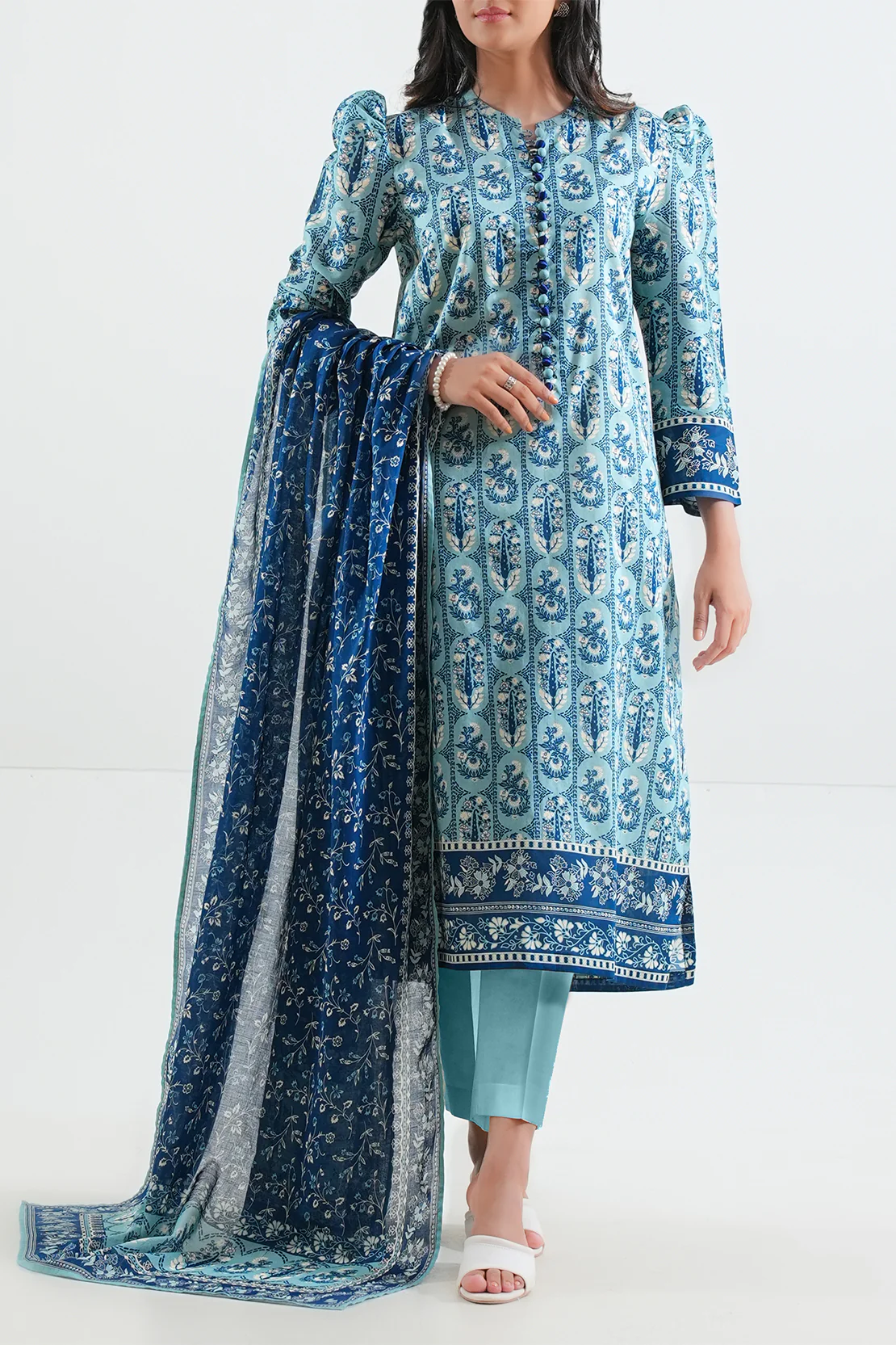 Unstitched Printed Lawn 3 Piece