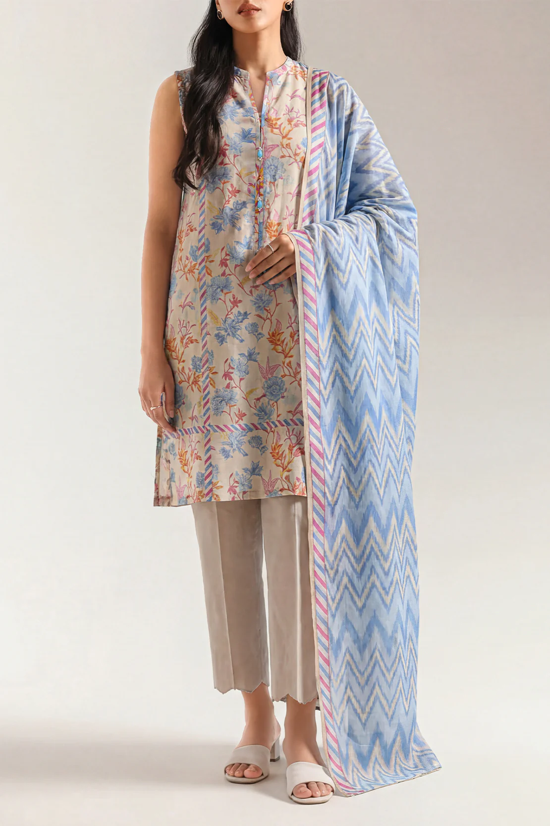 Unstitched Printed Lawn 3 Piece