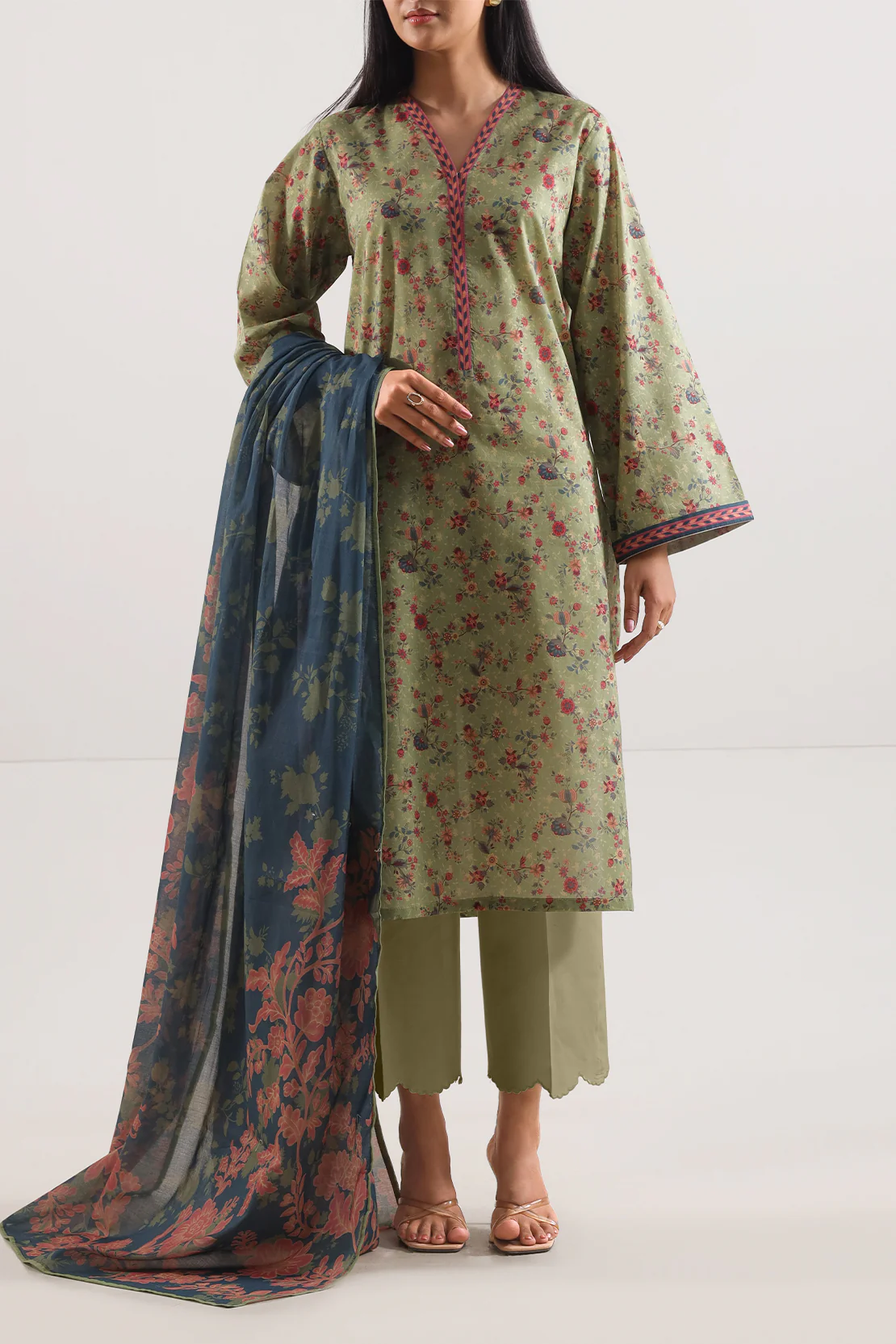 Unstitched Printed Lawn 3 Piece