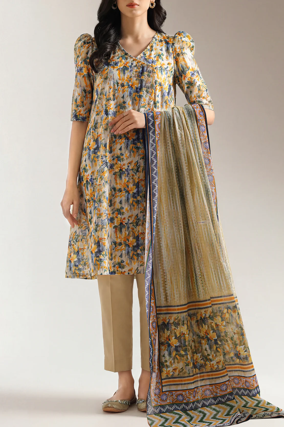 Unstitched Printed Lawn 3 Piece