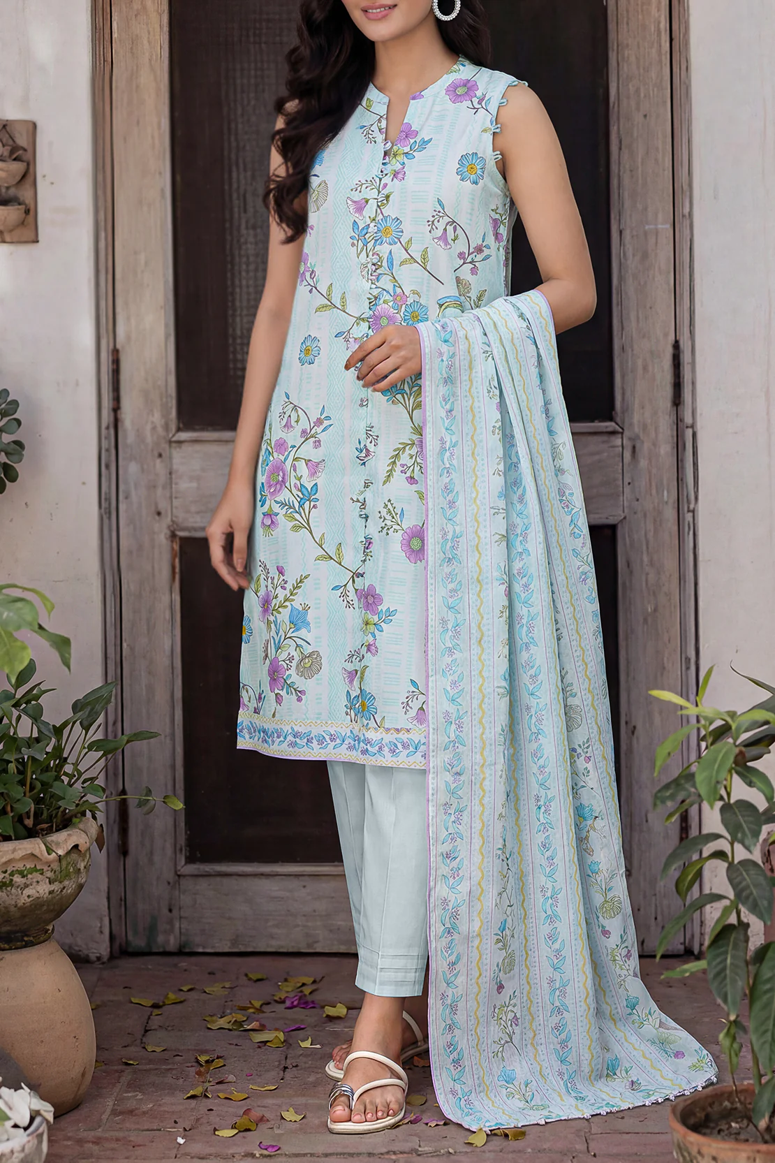 Unstitched Printed Lawn 3 Piece