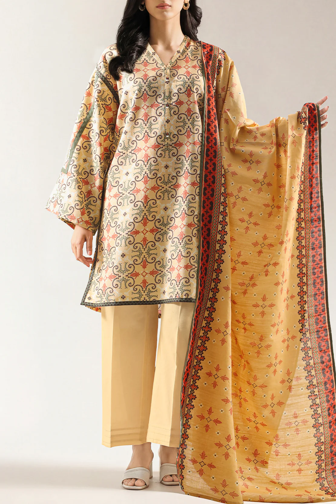 Unstitched Printed Lawn 3 Piece