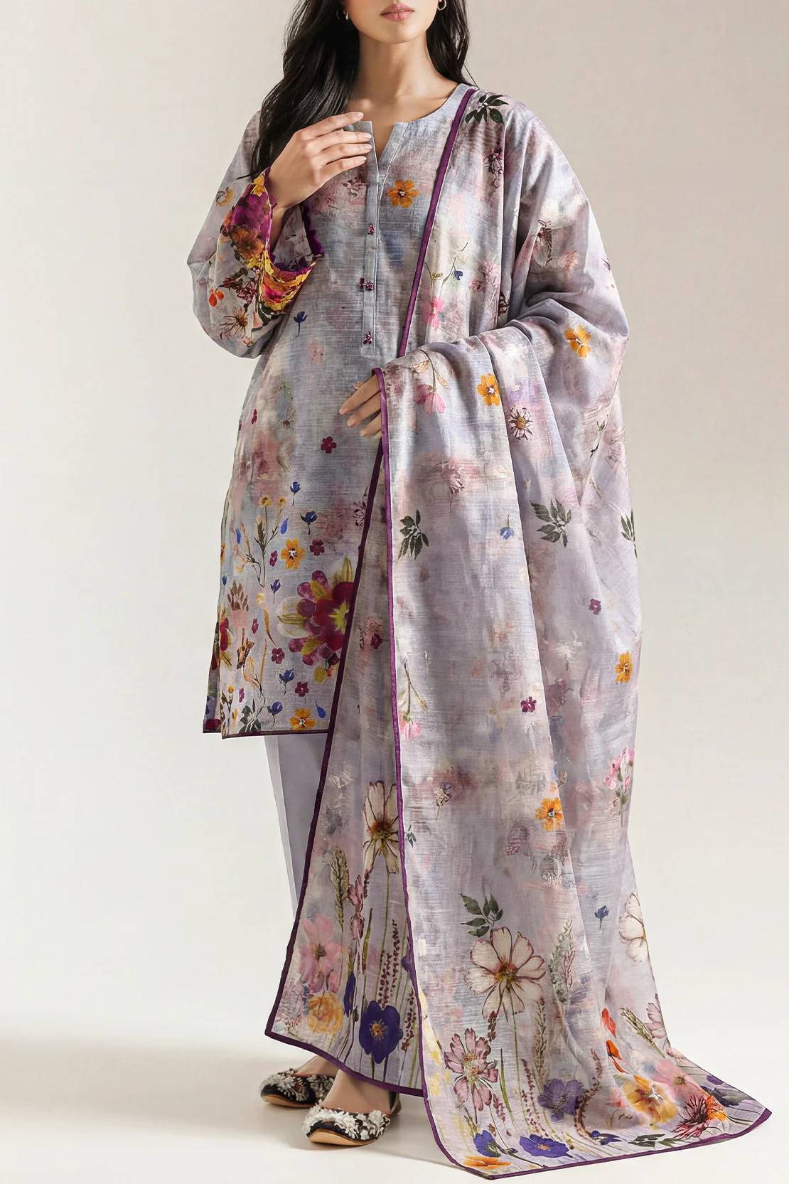 Unstitched Printed Lawn 3 Piece