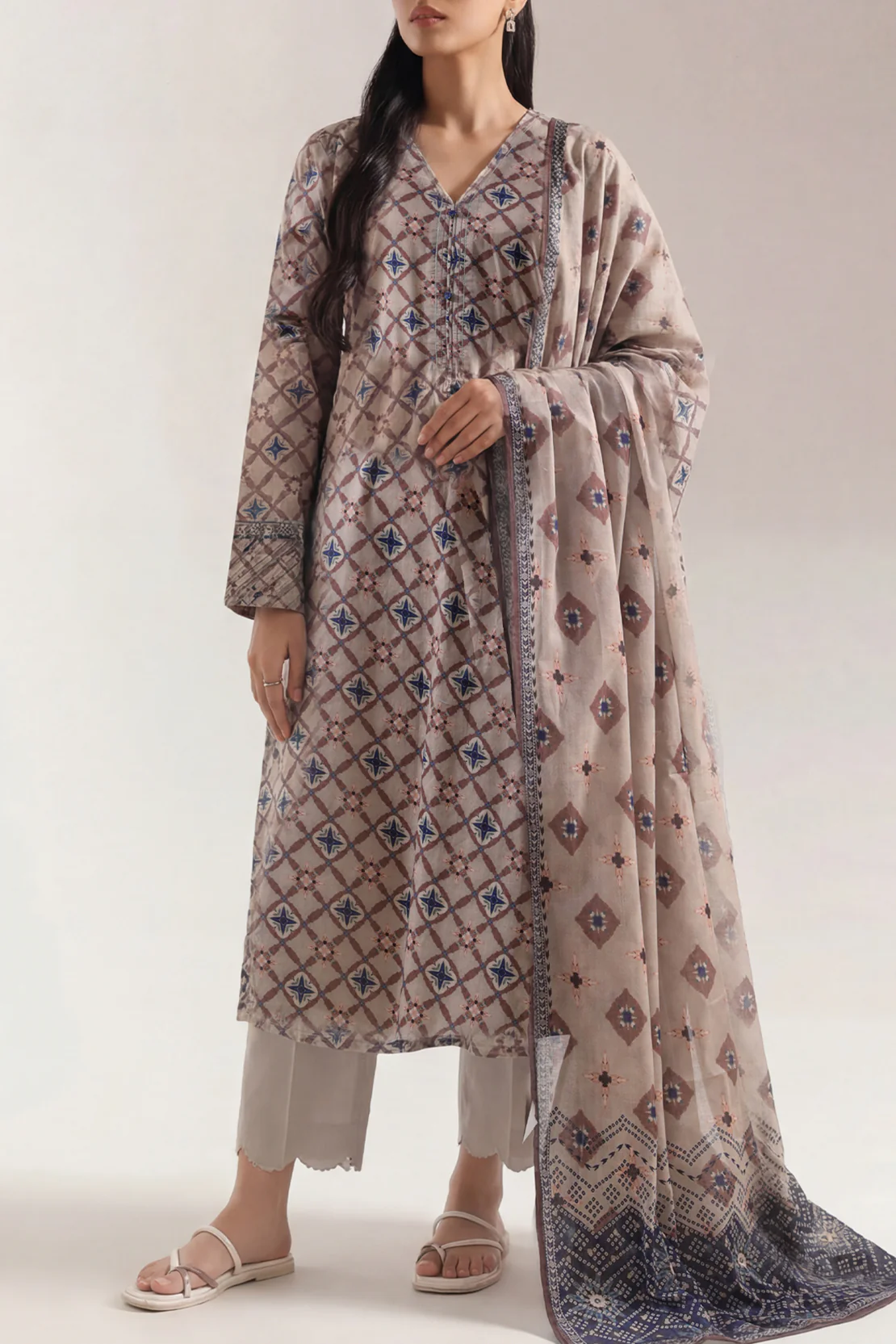 Unstitched Printed Lawn 3 Piece