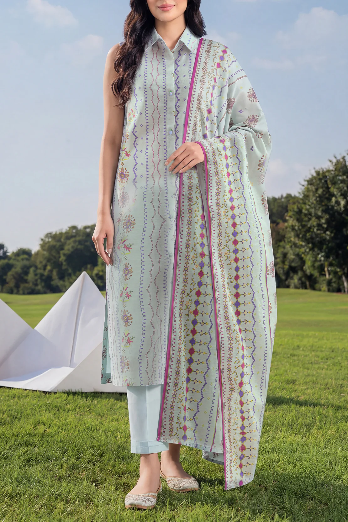 Unstitched Printed Lawn 3 Piece