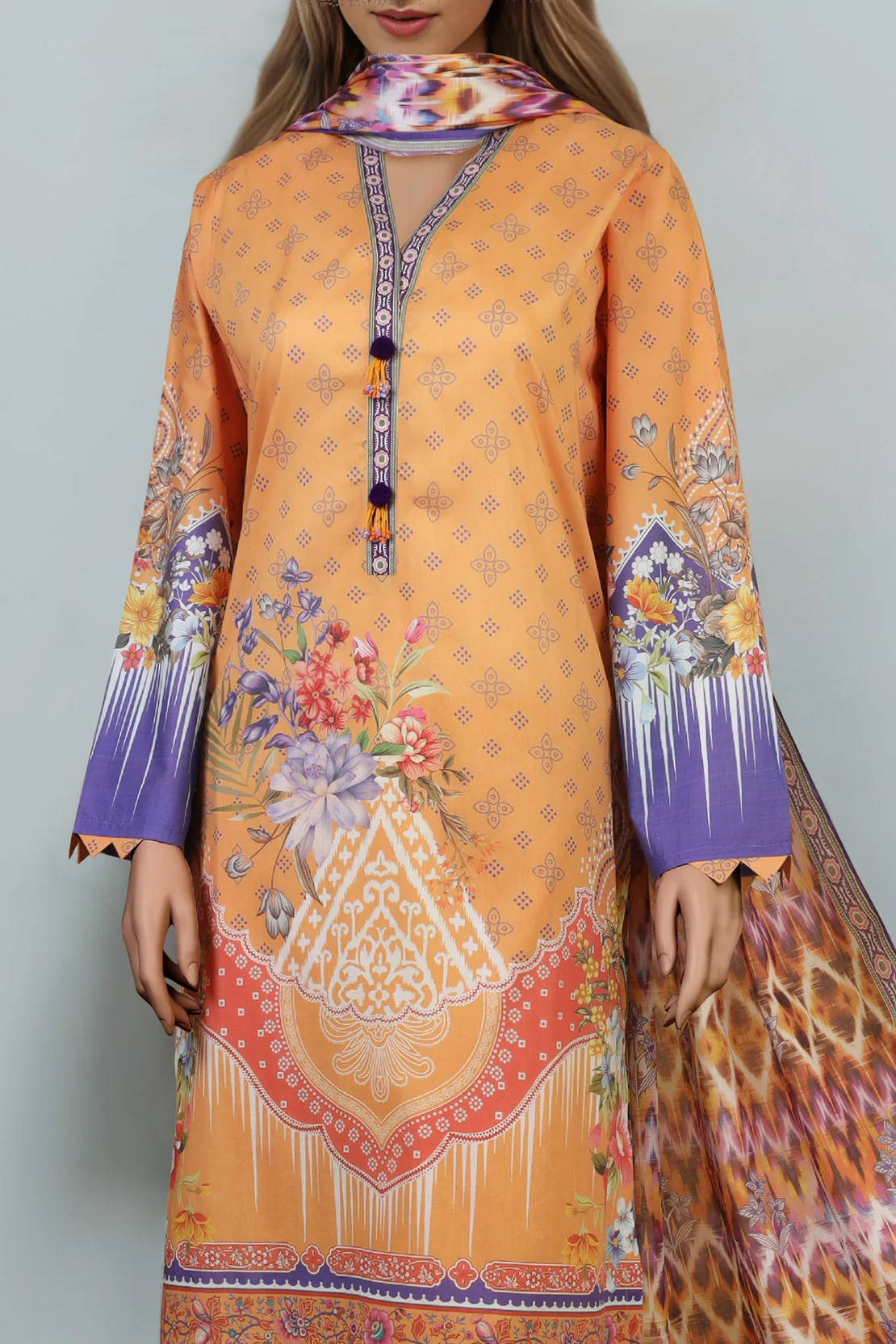 Unstitched Printed Lawn Shirt - Image 5