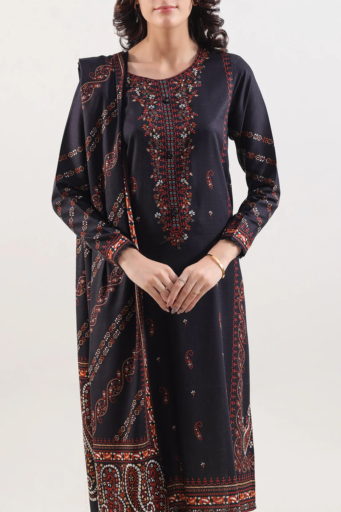 Unstitched Printed Pashmina 3 Piece - Image 2