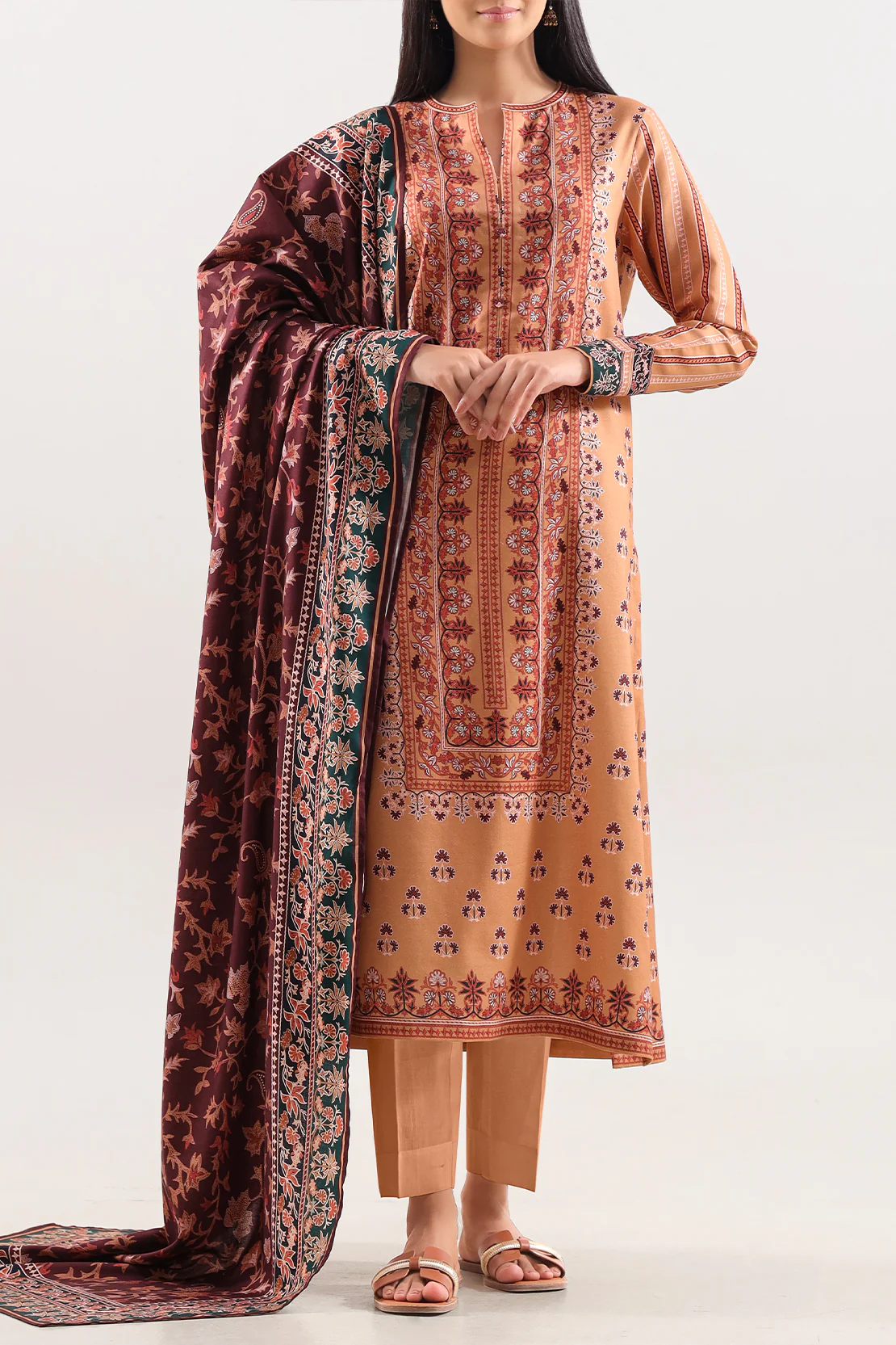 Unstitched Printed Pashmina 3 Piece