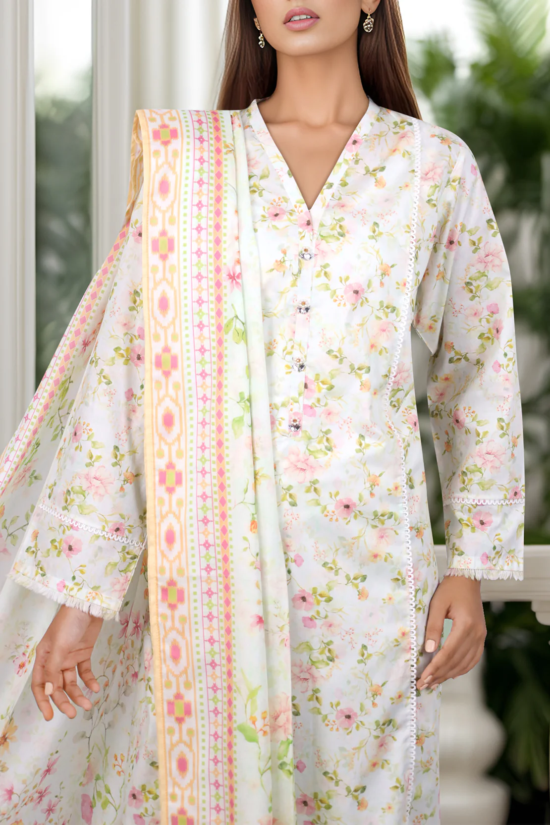 Unstitched Printed Self Jacquard 2 Piece (Shirt/Trouser) - Image 3
