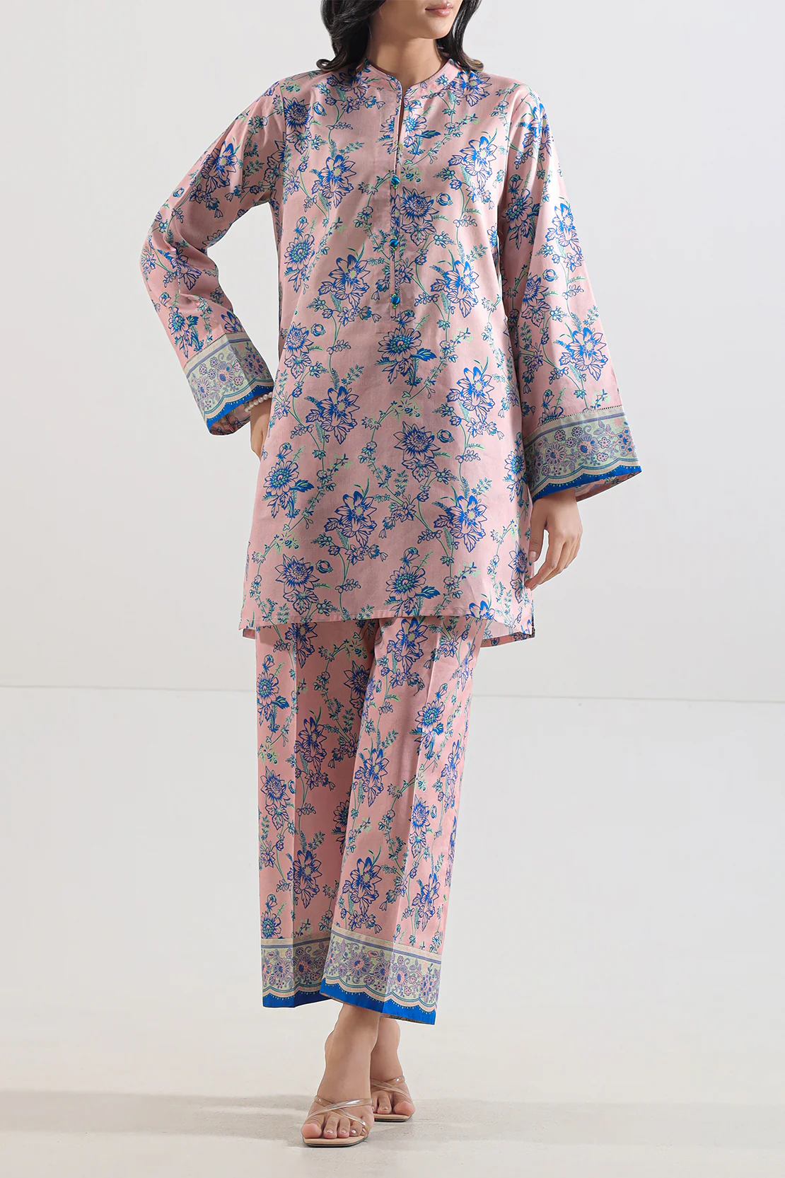 Unstitched Printed Self Strip Lawn 2 Piece (Shirt/Trouser)