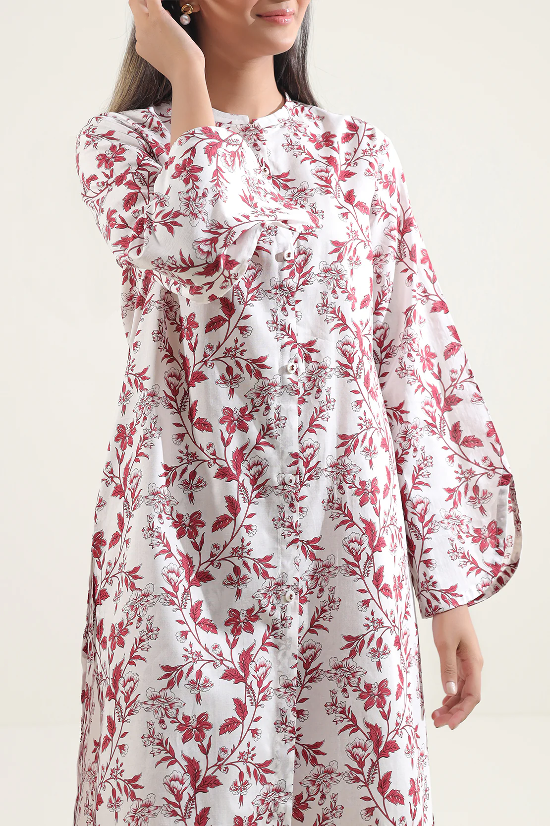 Unstitched Printed Self Strip Lawn 2 Piece (Shirt/Trouser) - Image 2
