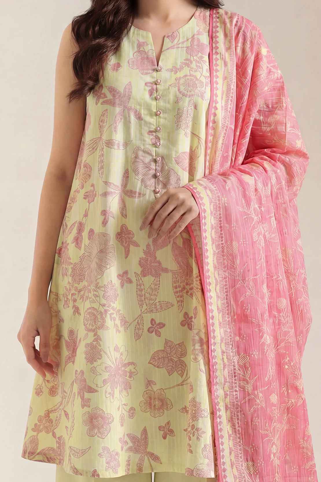 Unstitched Printed Self Strip Lawn 3 Piece - Image 2