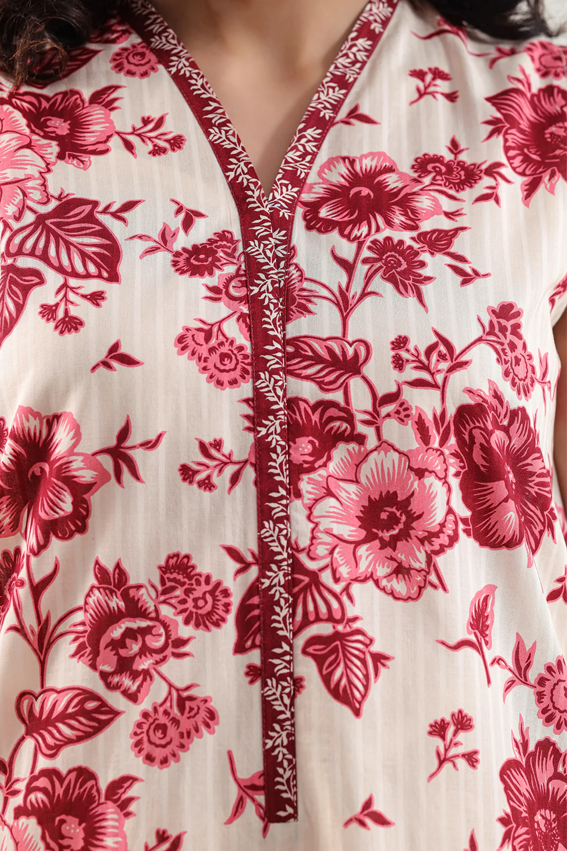 Unstitched Printed Self Stripe Lawn 2 Piece (Shirt/Trouser) - Image 4