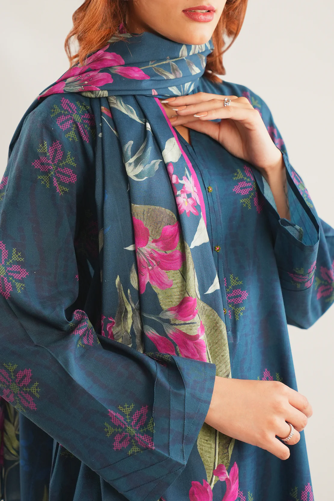 Unstitched Printed Soft Touch Cotton 2 Piece (Shirt/Trouser) - Image 3