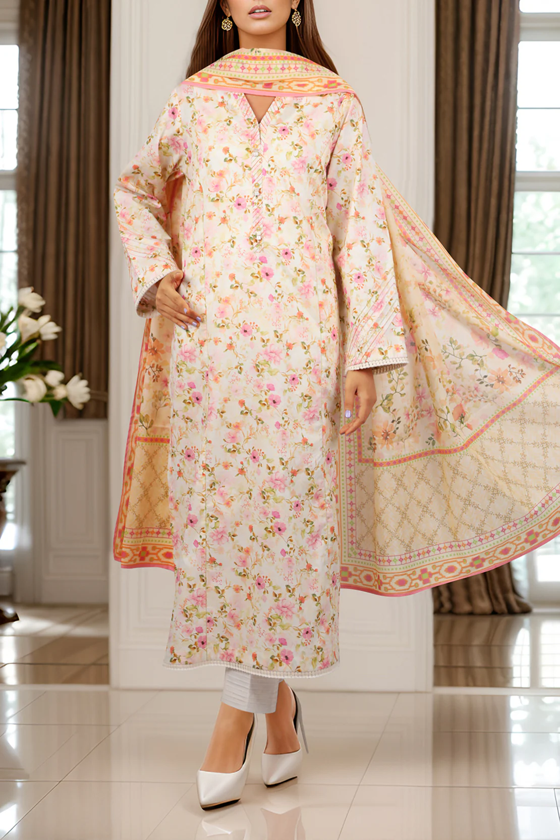 Unstitched Self Jacquard 3 Piece - Image 2