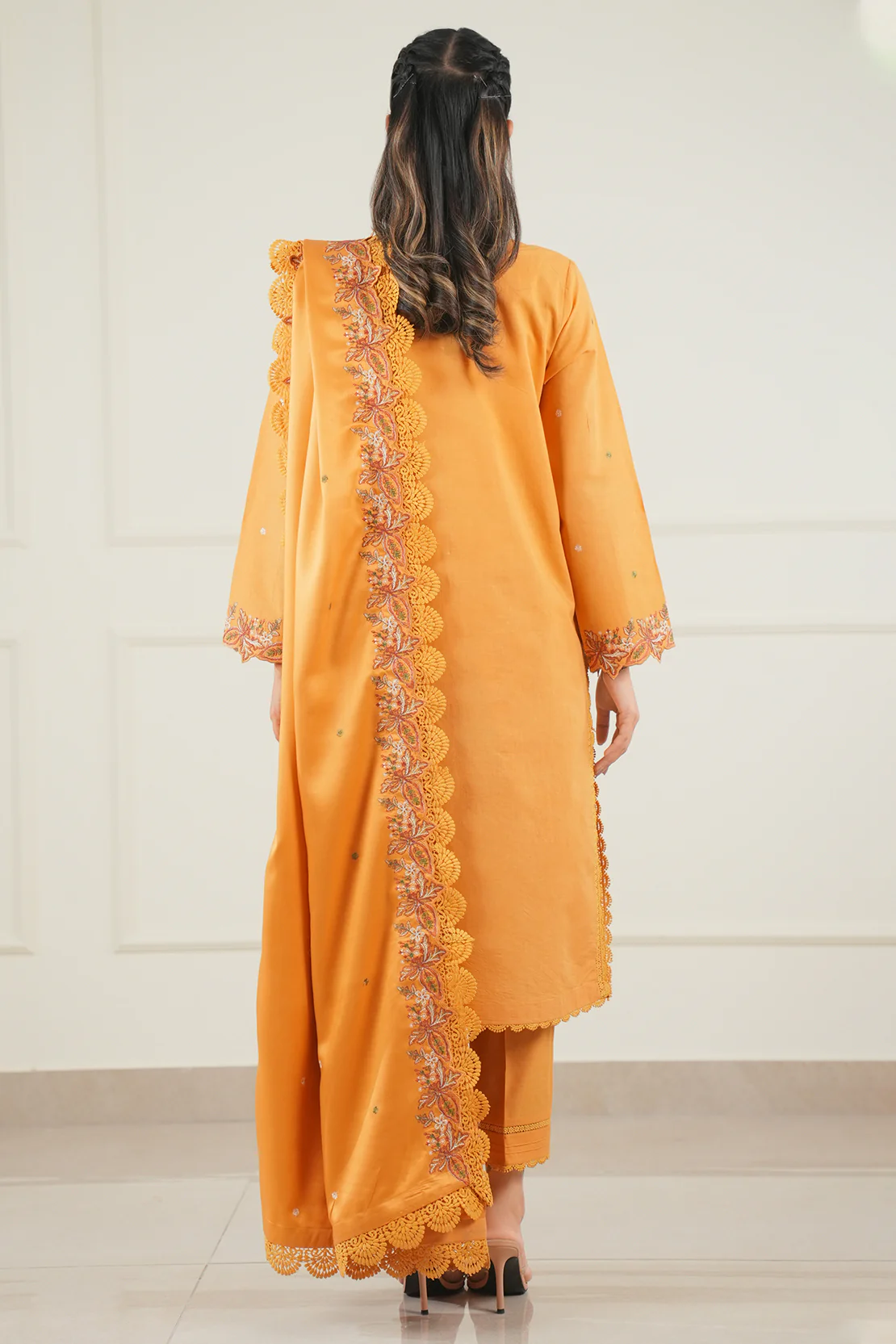 Unstitched Solid Embroidered Arabic Linen 2 Piece (shirt/trouser) - Image 6