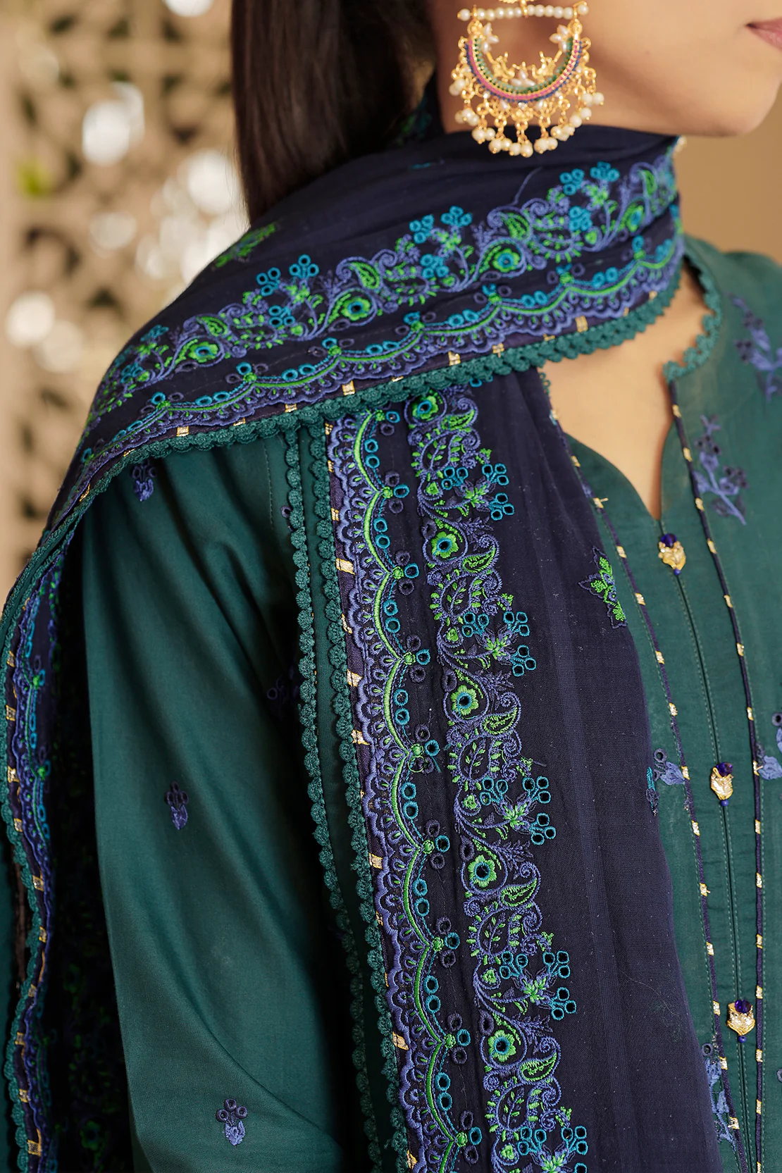 Unstitched Solid Embroidered Cambric 2 Piece (shirt/trouser) - Image 3