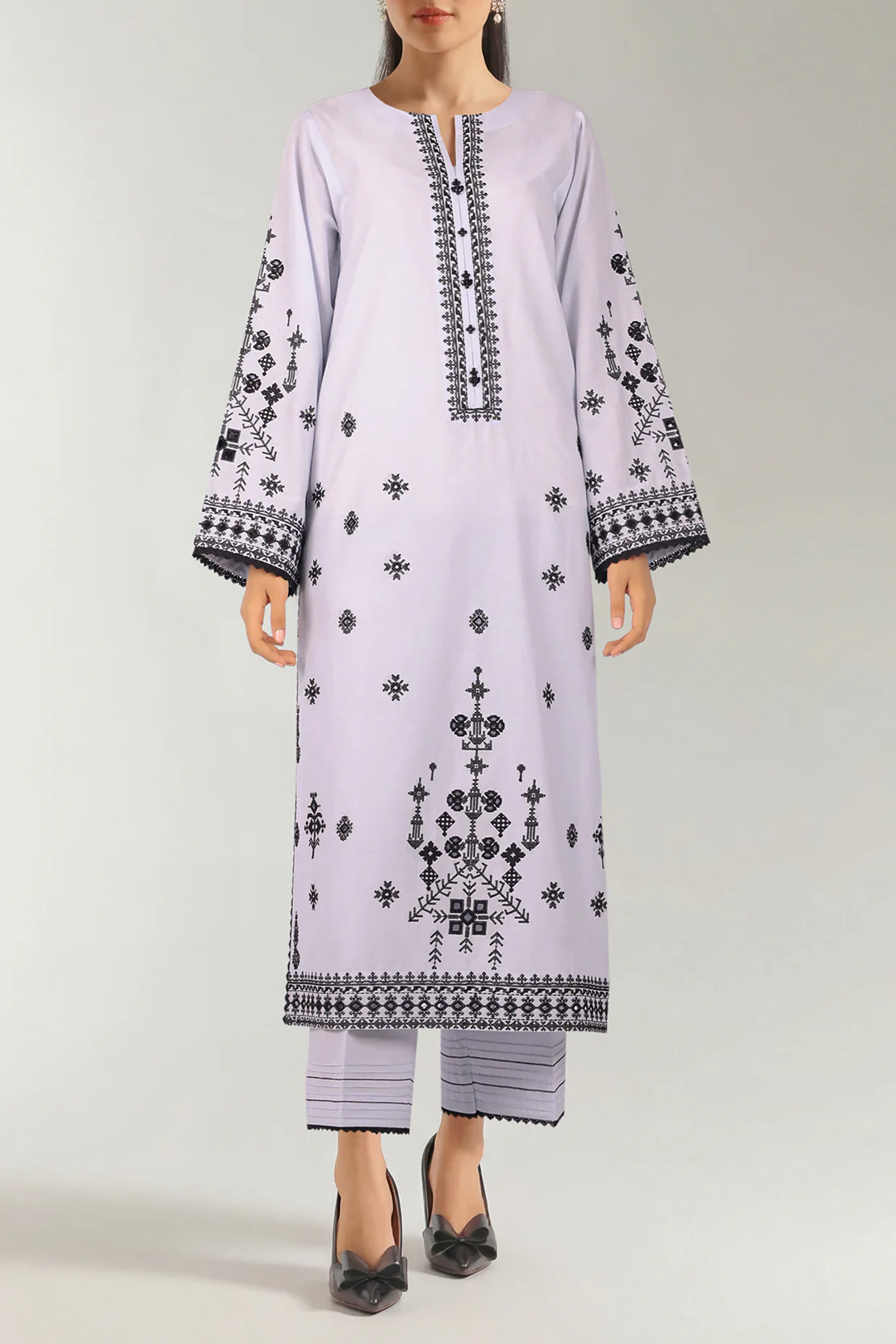 Unstitched Solid Embroidered Cambric 2 Piece (Shirt/Trouser)