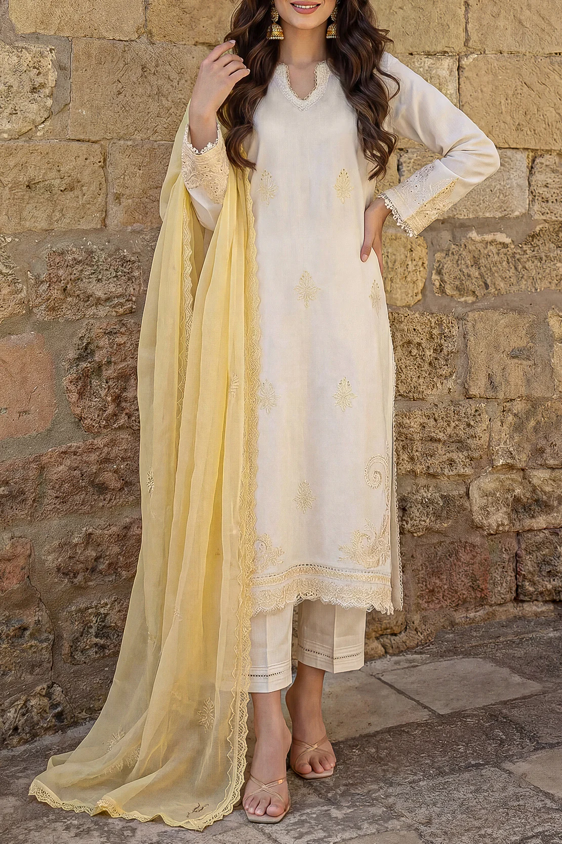 Unstitched Solid Embroidered Cambric 2 Piece (shirt/trouser)