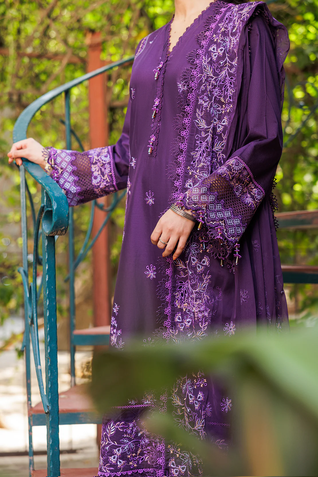 Unstitched Solid Embroidered Cambric 2 Piece (shirt/trouser) - Image 2