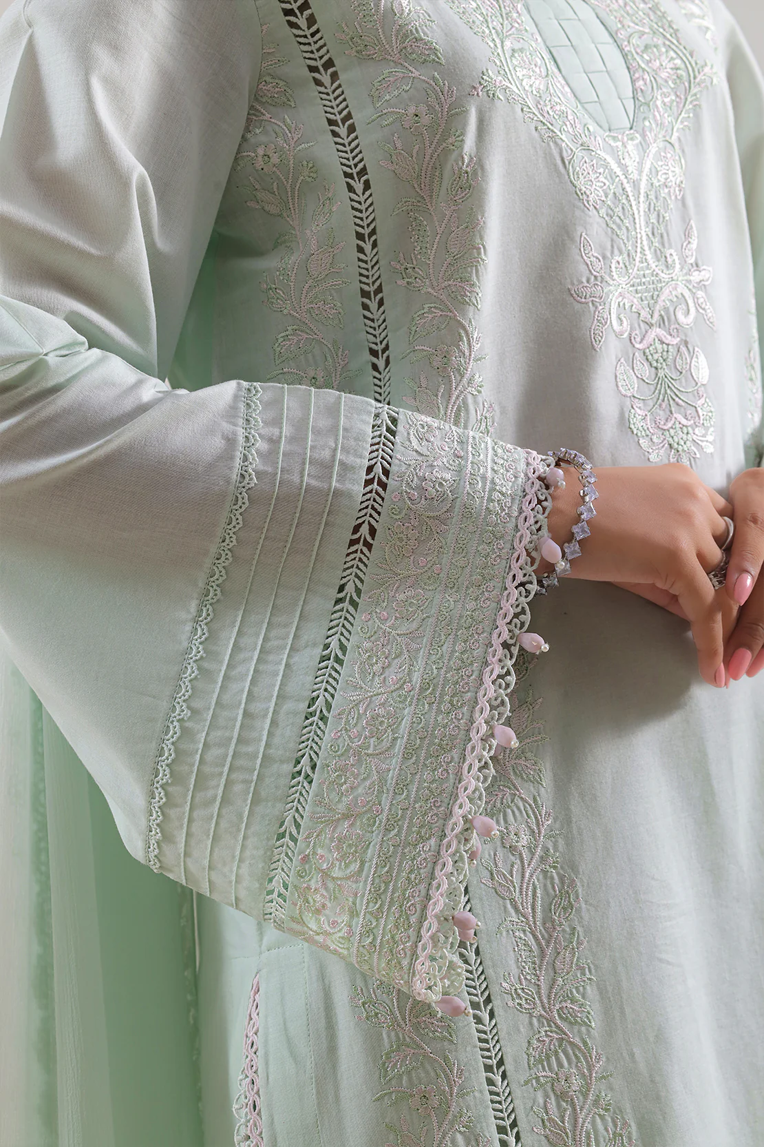 Unstitched Solid Embroidered Cambric 2 Piece (Shirt/Trouser) - Image 6