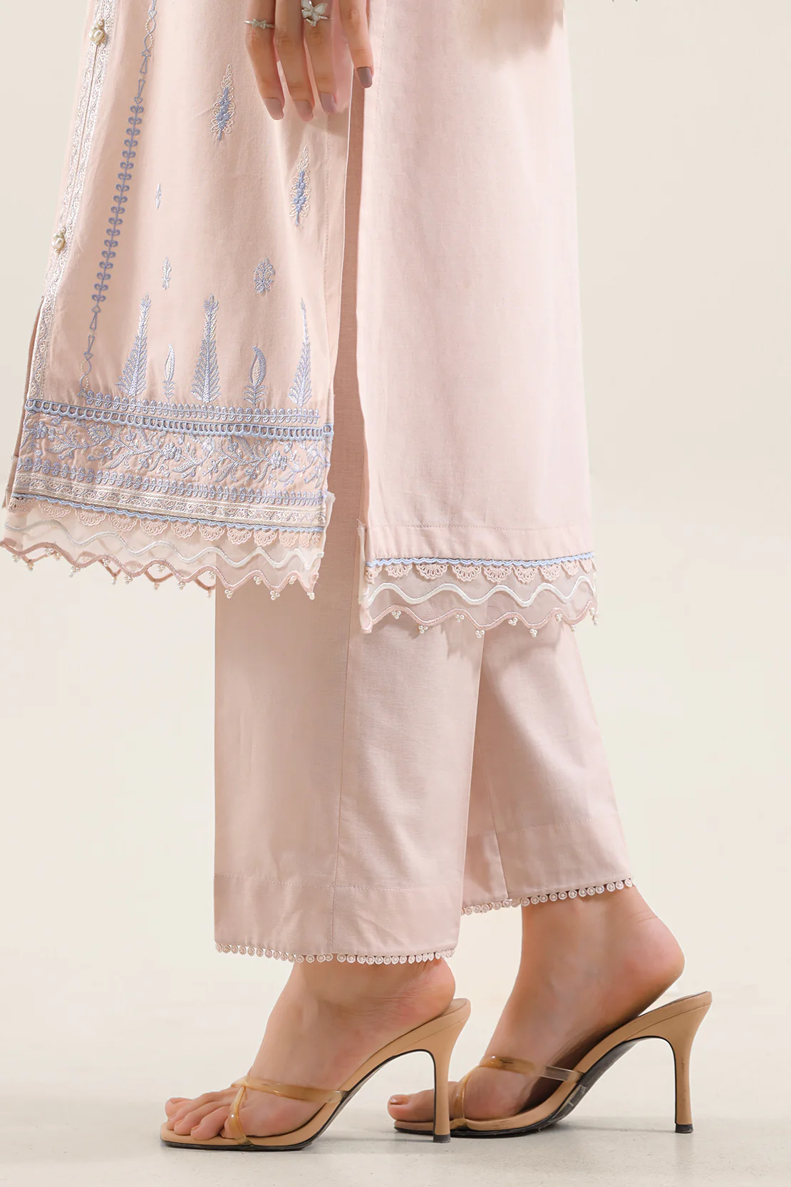 Unstitched Solid Embroidered Cambric 2 Piece (shirt/trouser) - Image 5