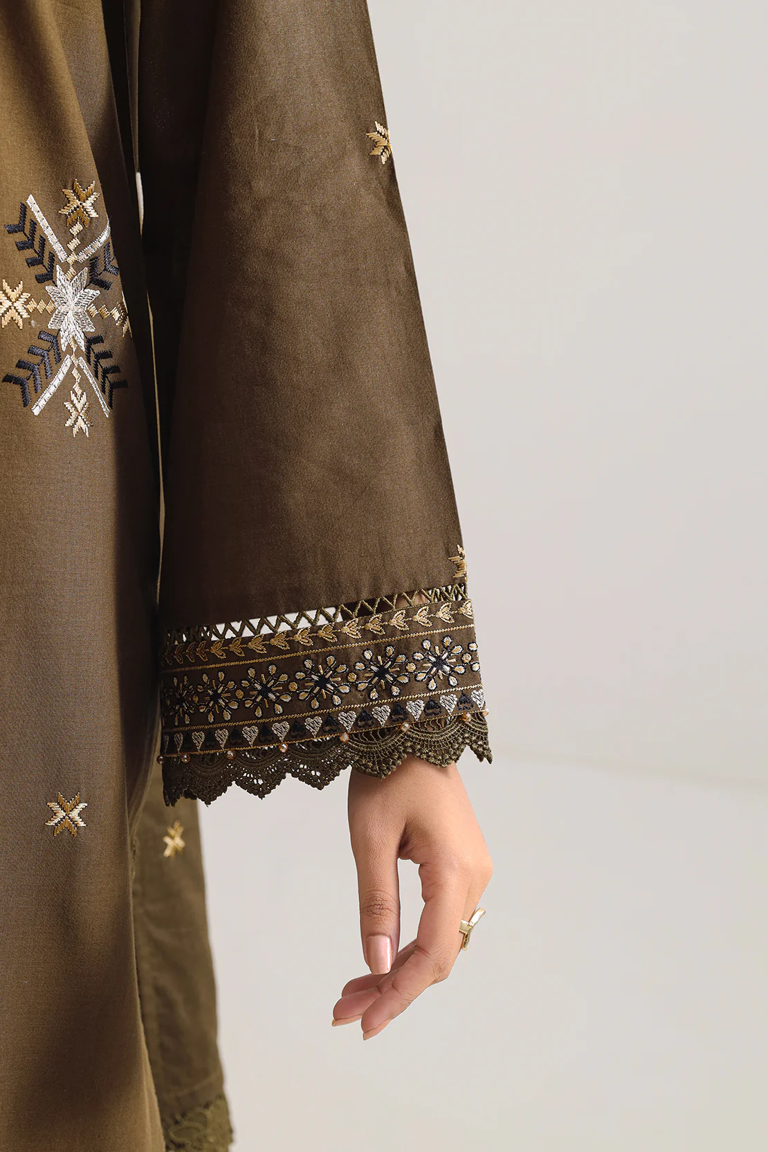 Unstitched Solid Embroidered Cambric 2 Piece (Shirt/Trouser) - Image 5