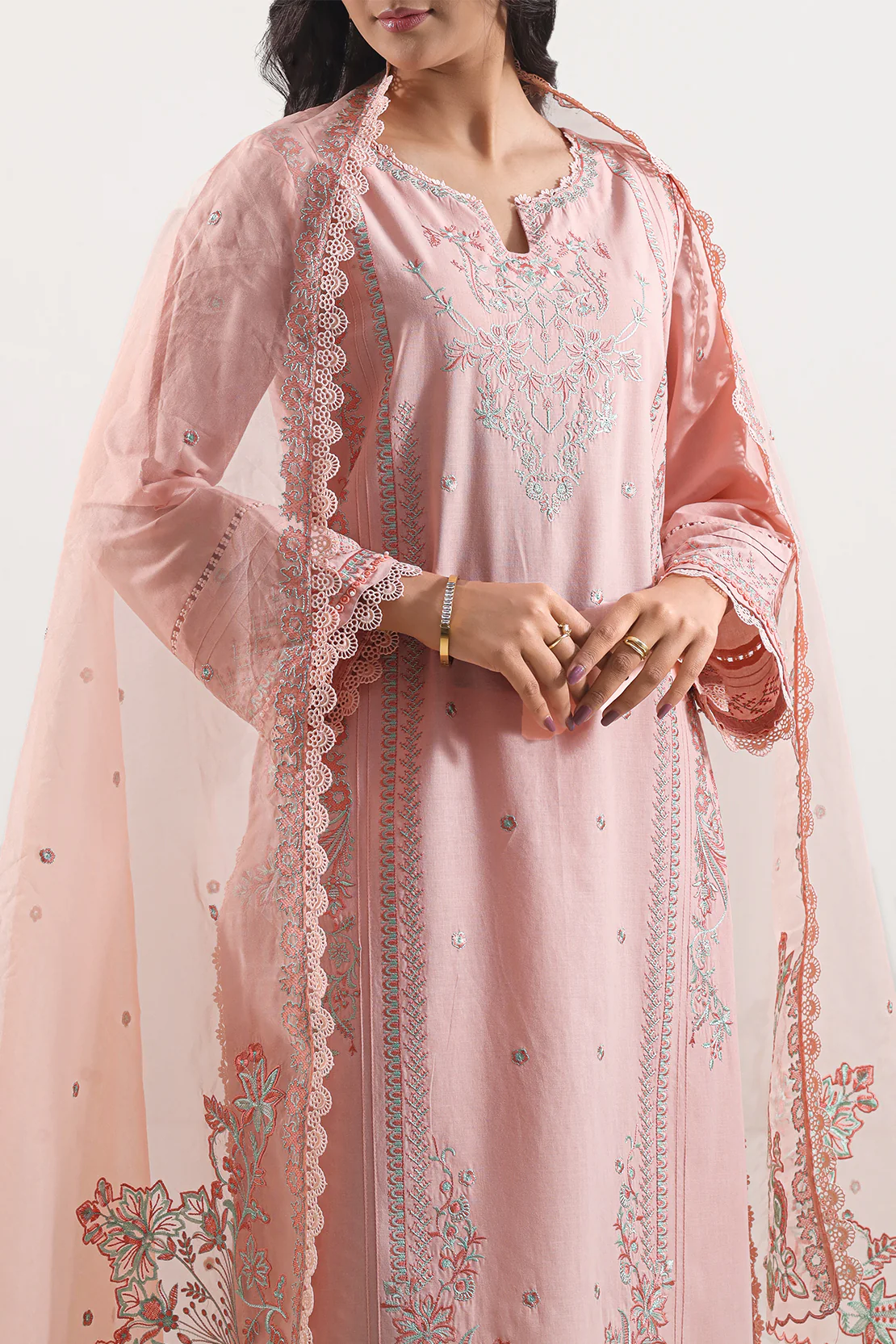 Unstitched Solid Embroidered Cambric 3 Piece - Image 2