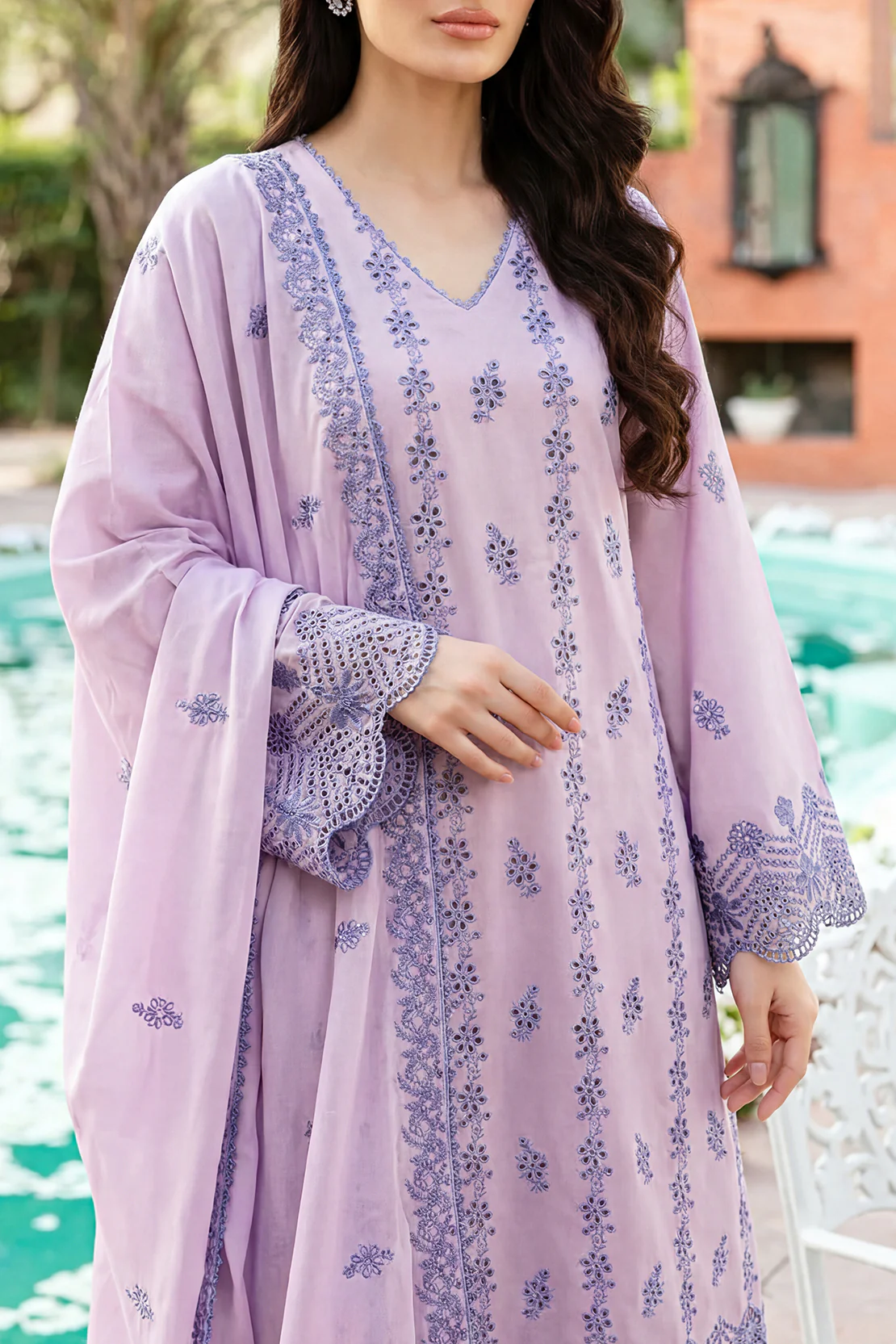 Unstitched Solid Embroidered Cambric 3 Piece - Image 5