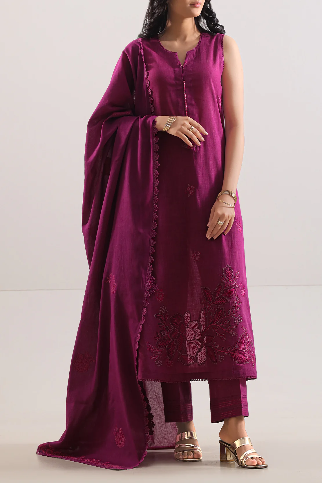 Unstitched Solid Embroidered Warm Khaddar 3 Piece