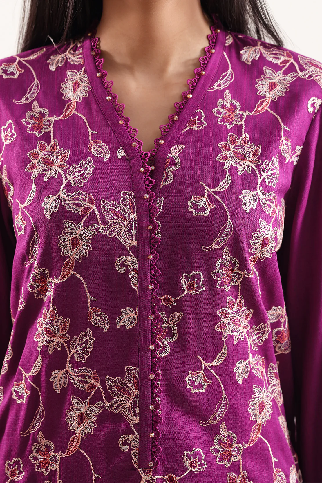 Unstitched Solid Embroidered Cross Hatch 3 Piece - Image 3
