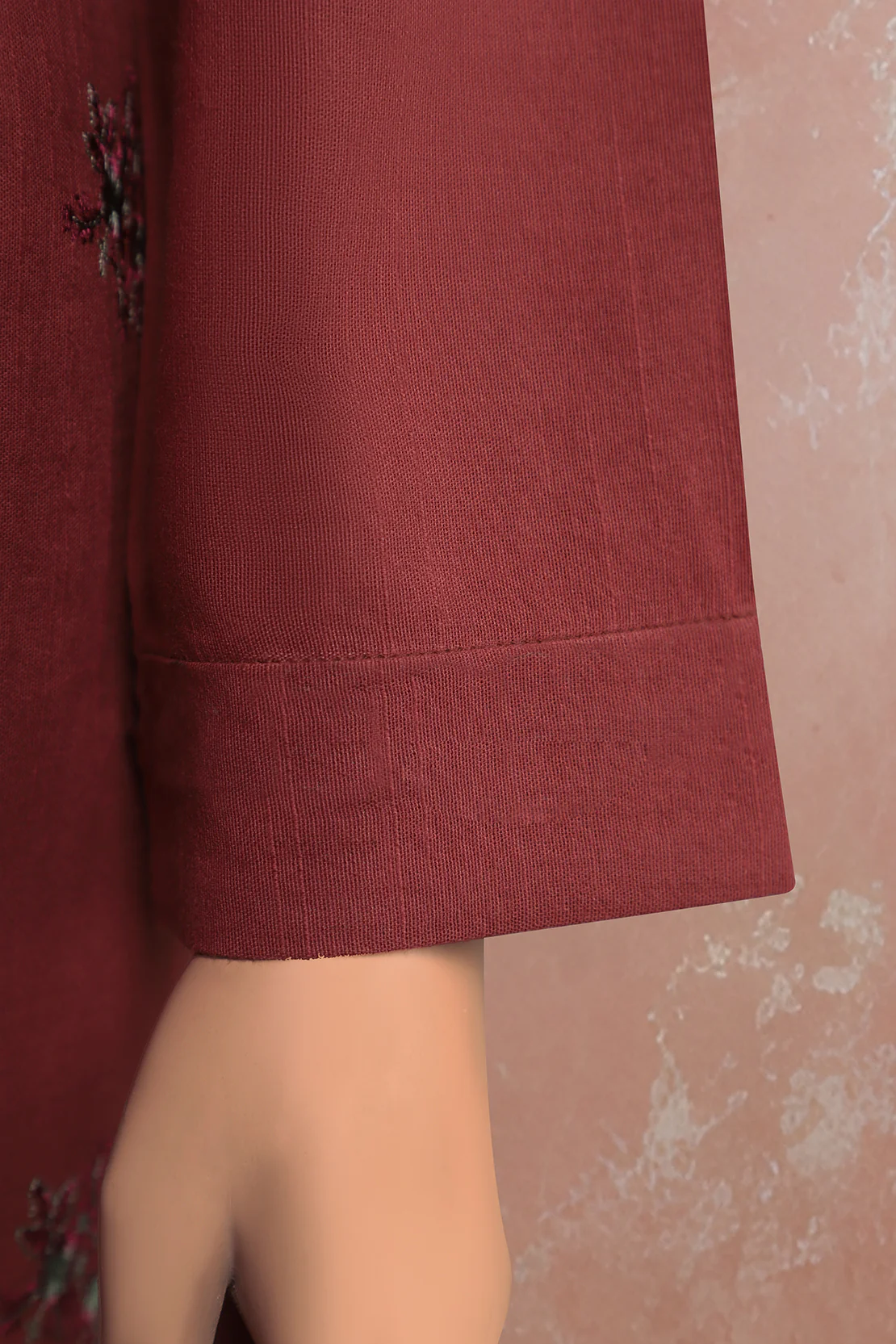 Unstitched Solid Embroidered Cross Hatch Shirt - Image 3