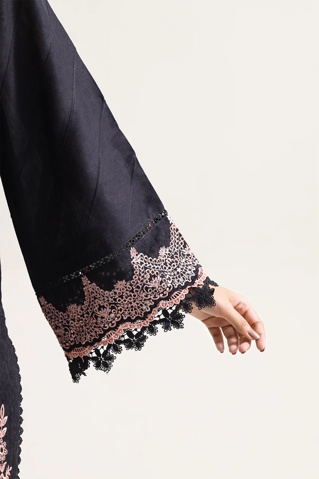 Unstitched Solid Embroidered Self Jacquard 3 Piece With Cotton Net Dupatta - Image 4
